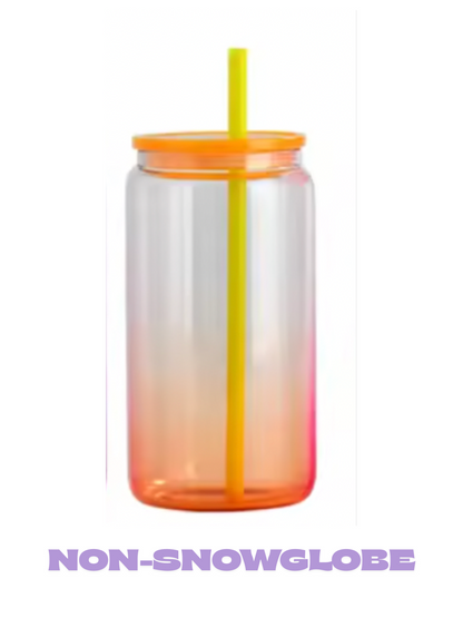 16oz ACRYLIC Ombre Jelly Color Lid and Straw (NON-SNOWGLOBE)
