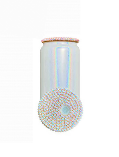 16oz GLASS Shimmer Mug BLING Lid (NON-SNOWGLOBE)