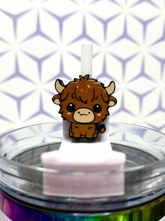 Highland Cow Straw Charm