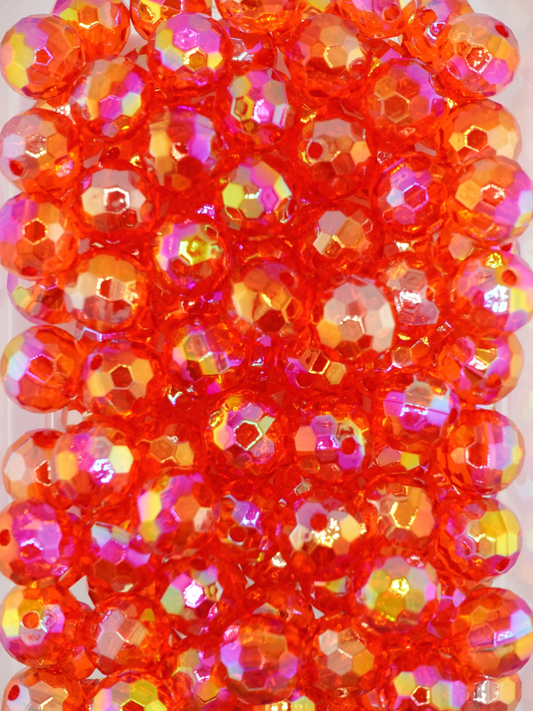Collection of clear red disco ball textured beads