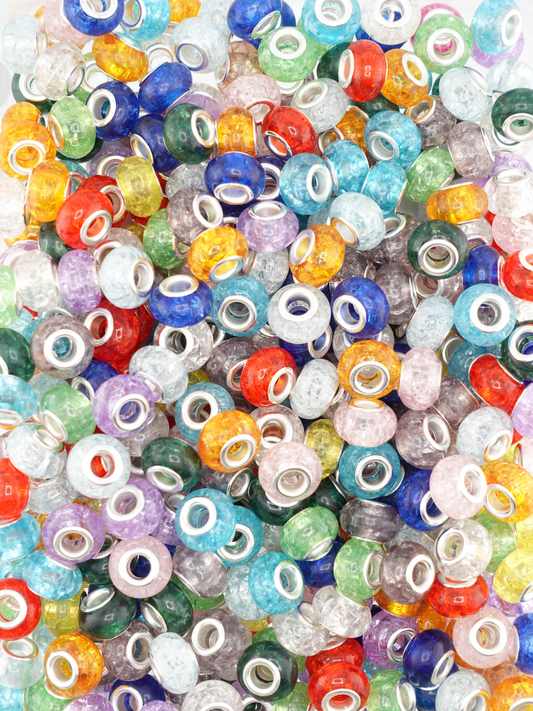 Collection of different colored spacers with a crackle design