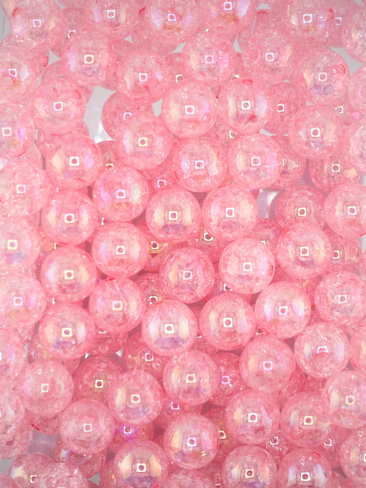 Collection of pink colored crackle beads