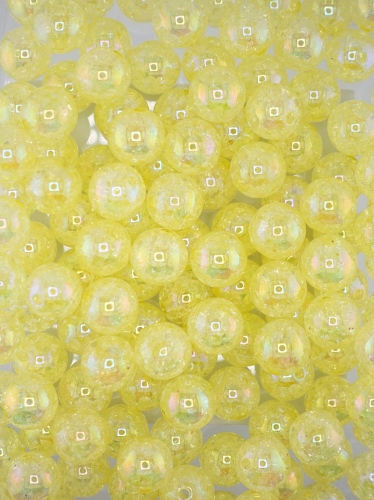 Collection of yellow colored crackle beads