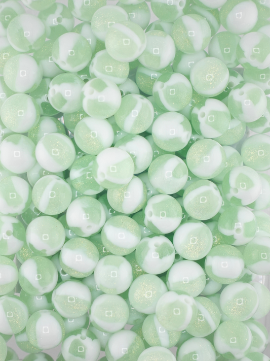 Collection of mint/green colored creme beads