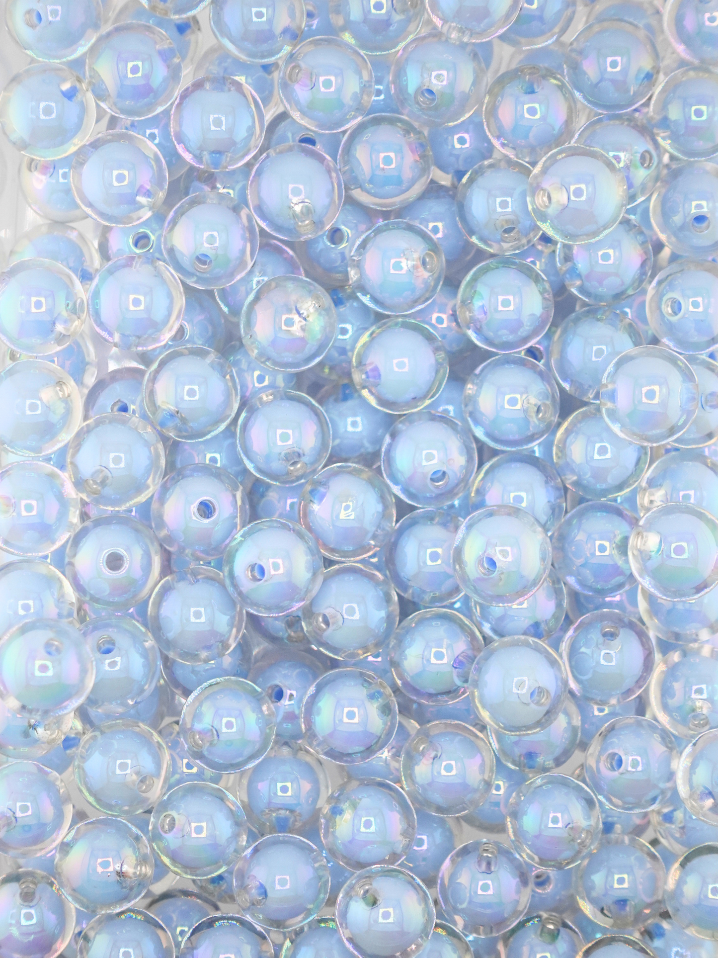 Collection of light blue colored double layered beads