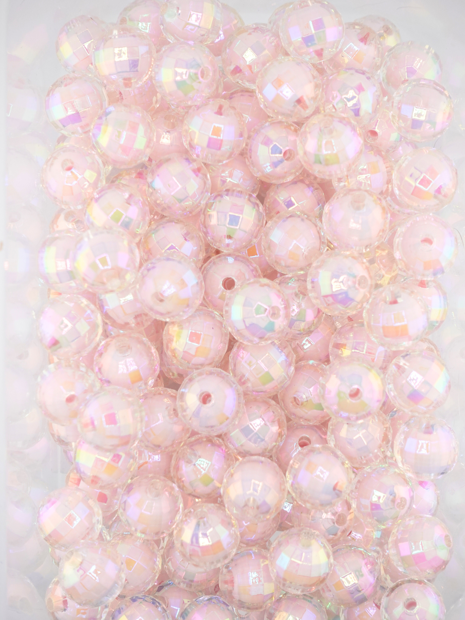 Collection of double layered disco beads in light pink