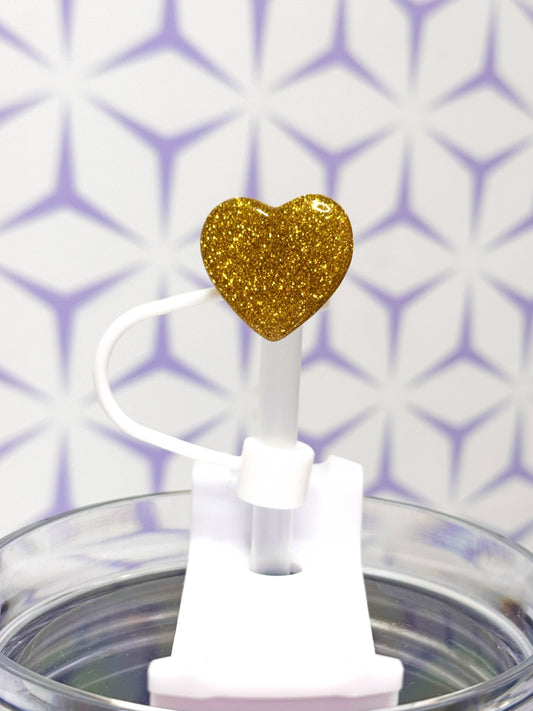 Gold Heart Straw Topper