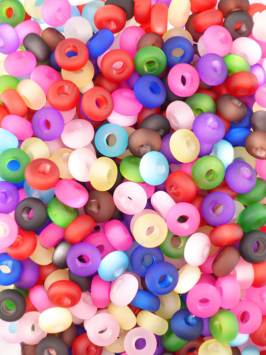 Collection of frosted cat eye spacers in a variety of colors