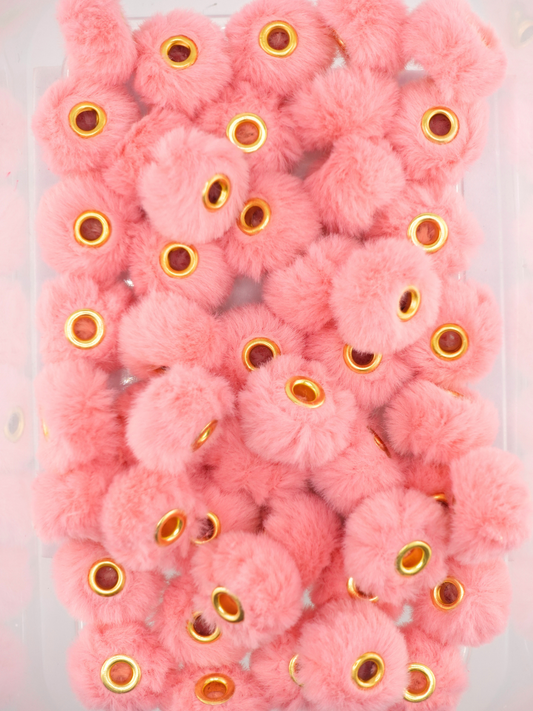 Collection of medium pink fuzzy pom pom spacers