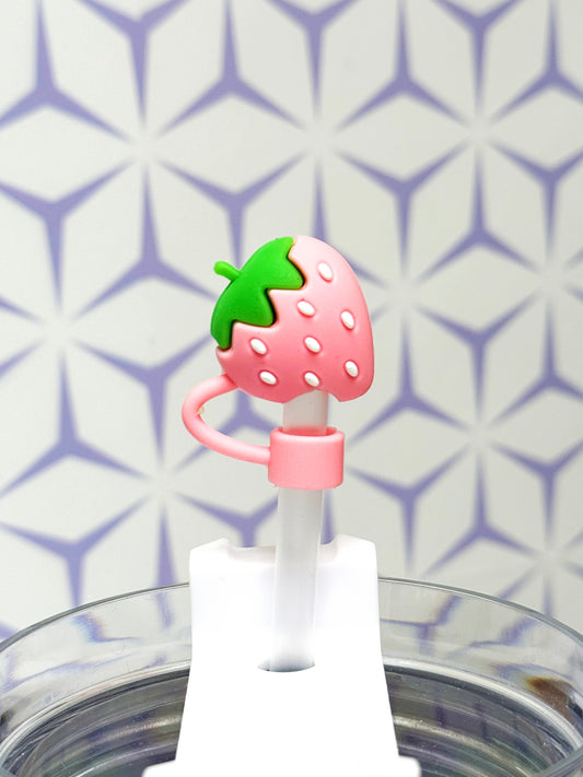 Pink Strawberry Straw Topper