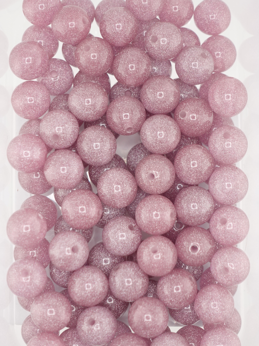 Collection of 16mm Glitter Mauve Beads