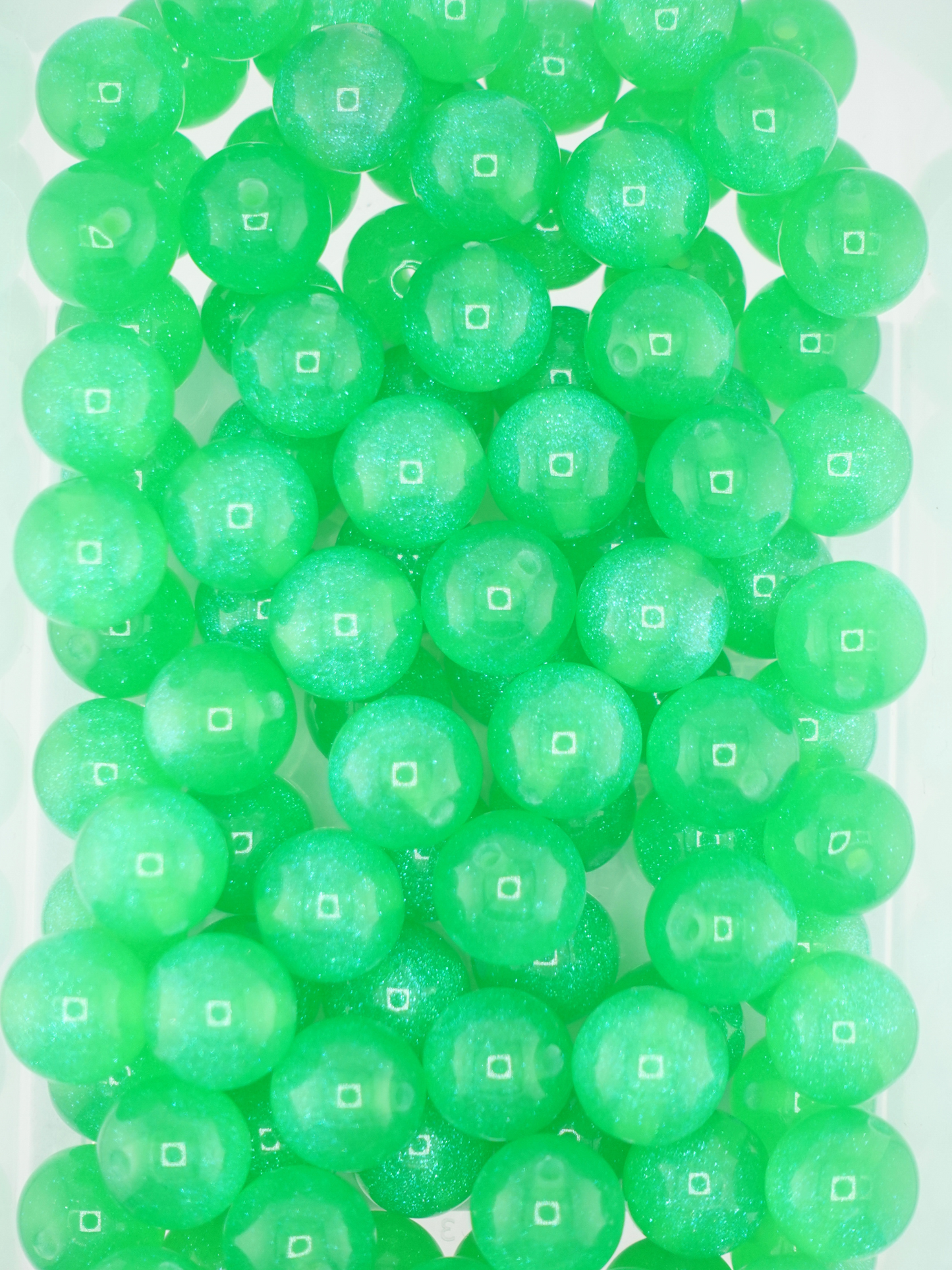 Collection of Glitter Neon Green Beads