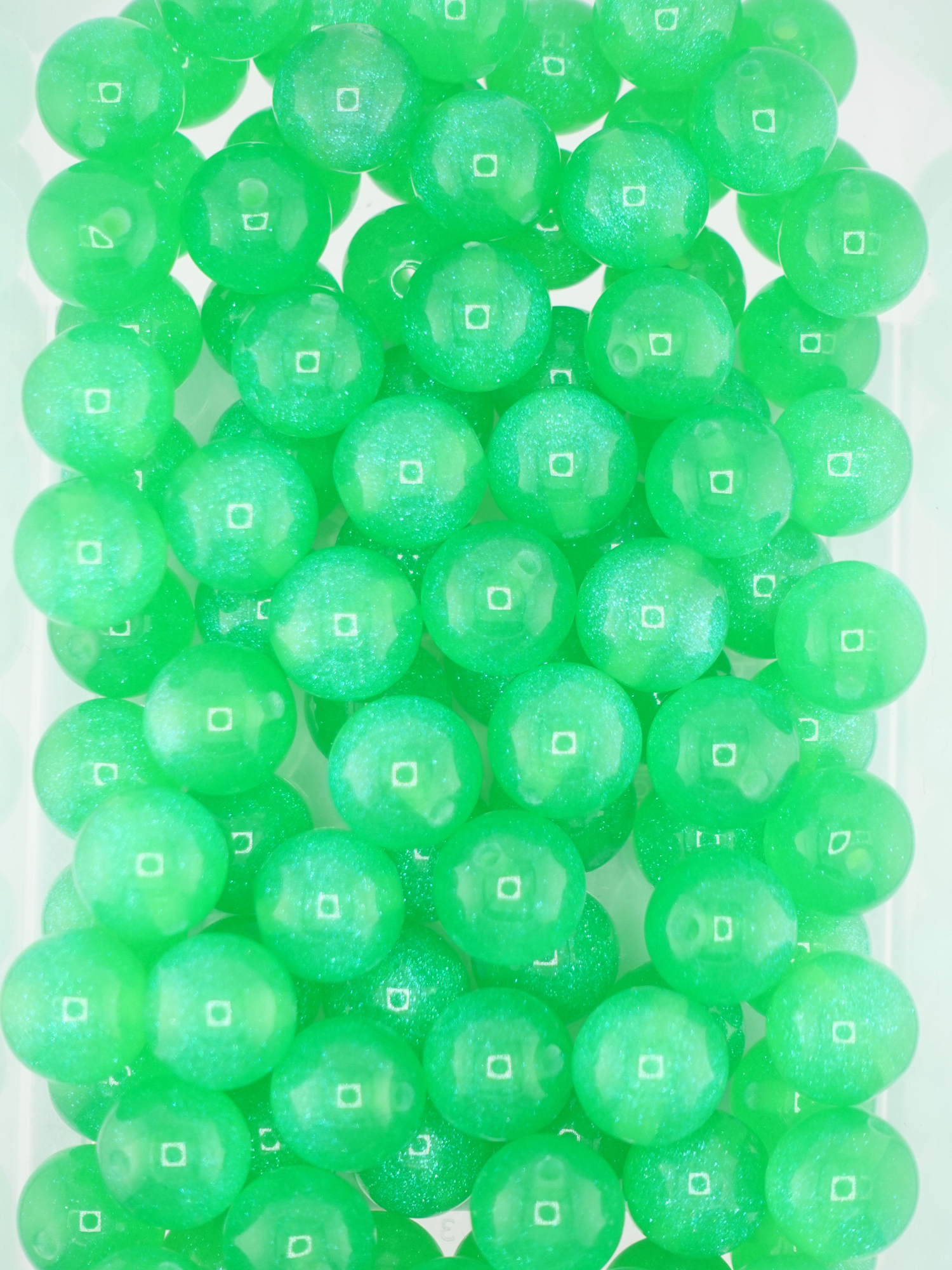 Collection of Glitter Neon Green Beads