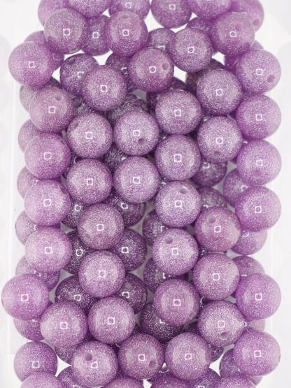 Collection of 16mm Glitter Purple Beads