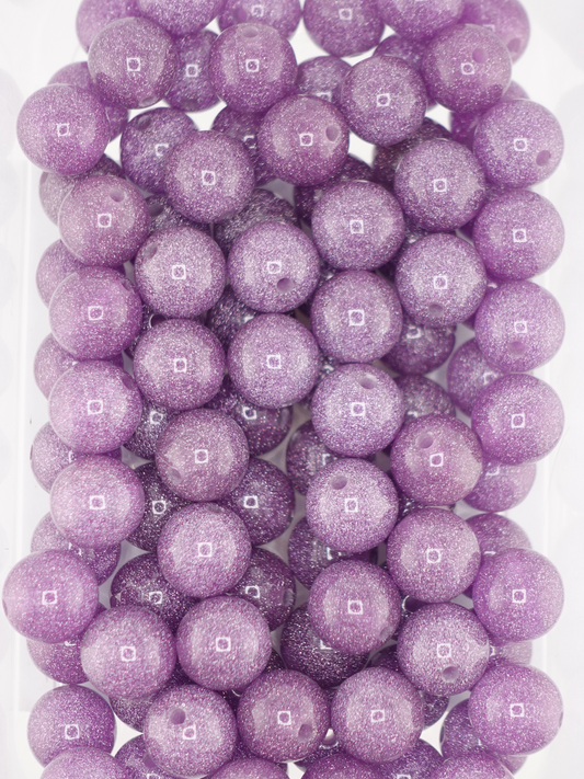 Collection of 16mm Glitter Purple Beads