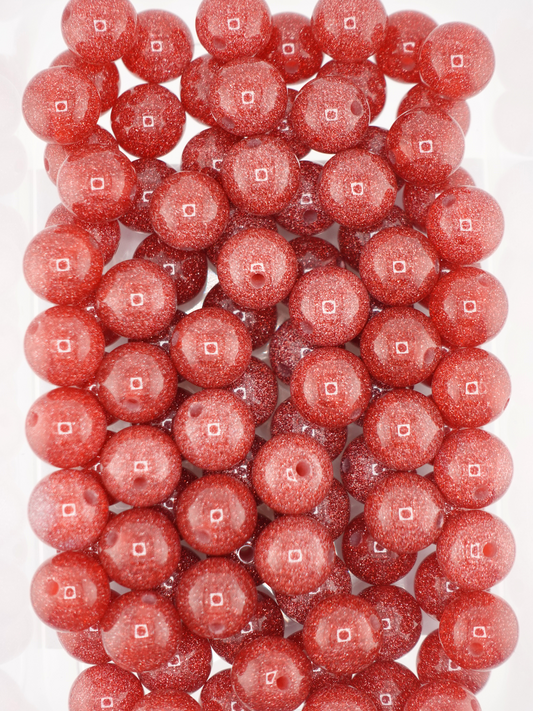 Collection of 16mm Glitter Red Beads