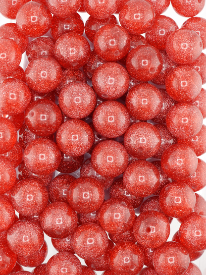 Collection of 20mm Glitter Red Beads