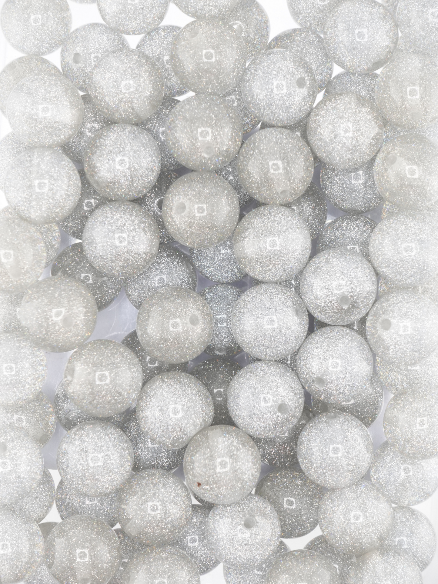 Collection of 20mm Glitter Silver Beads