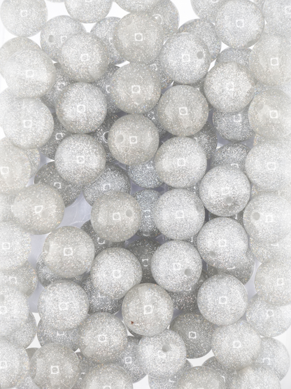 Collection of 20mm Glitter Silver Beads