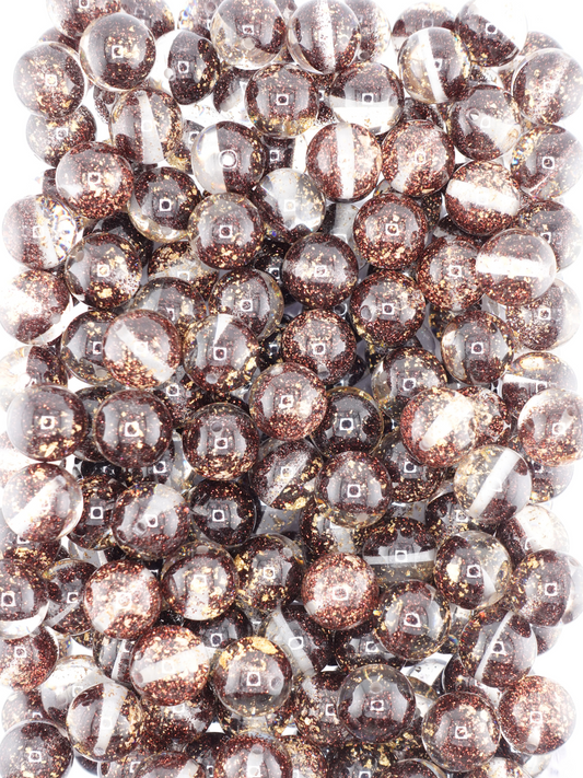 Collection of half glitter beads in brown