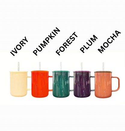 17oz GLASS MUG Fall Color Lid (NON-SNOWGLOBE)
