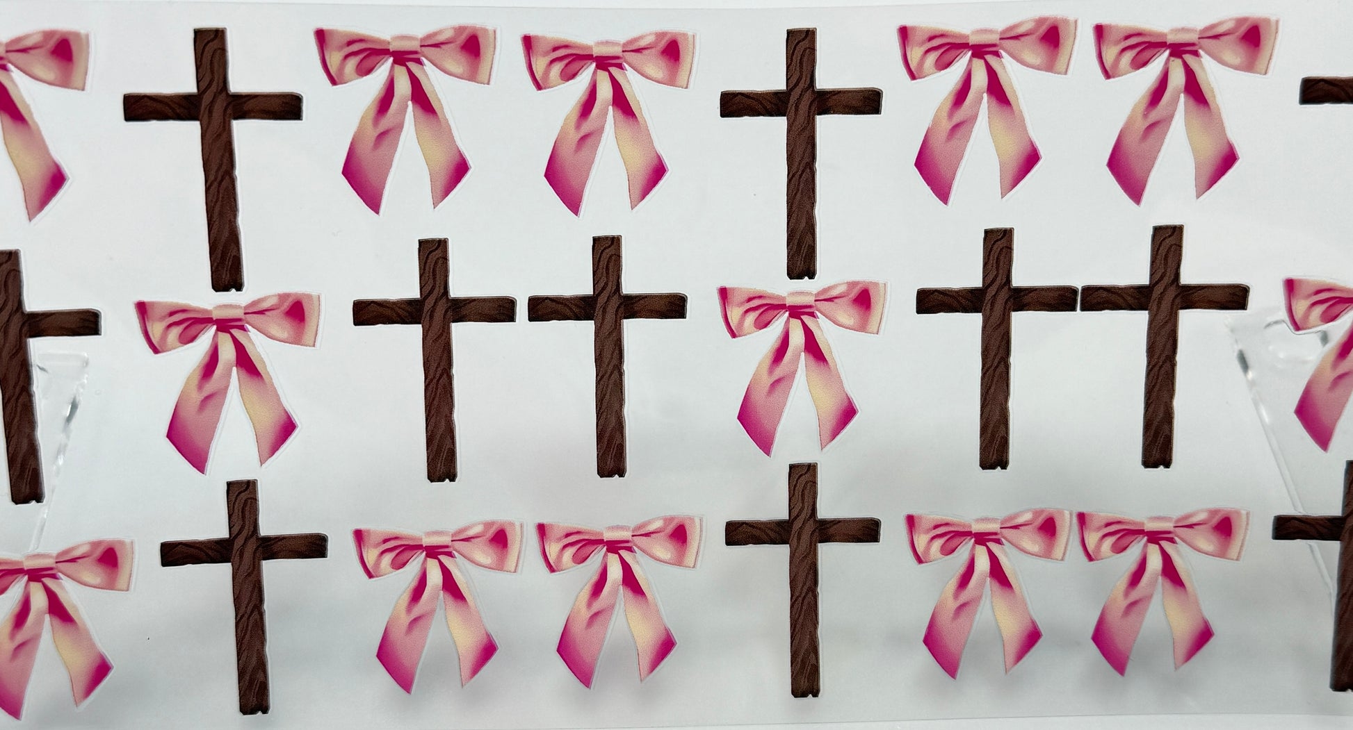 Pattern of crosses and pink ribbons 