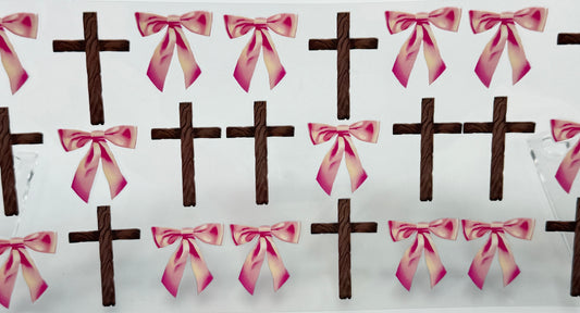 Pattern of crosses and pink ribbons 