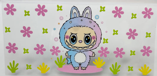 Bubu character on a floral patterned background