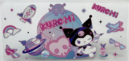 Tumbler wrap with cartoon character and various elements 