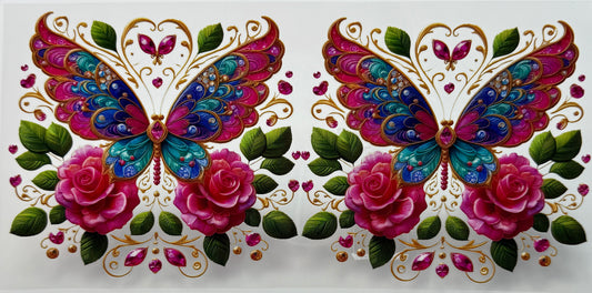 Colorful butterfly and rose design 