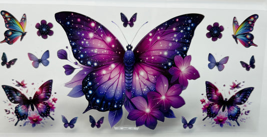 Butterfly stickers with purple and pink designs 