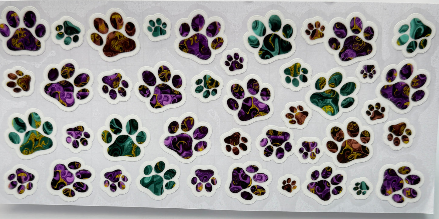 Colorful paw print stickers 