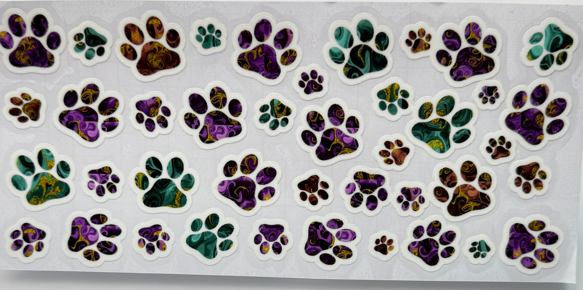 Colorful paw print stickers 