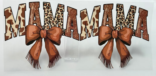 Decorative sign with 'MAMA' text and leopard print design 