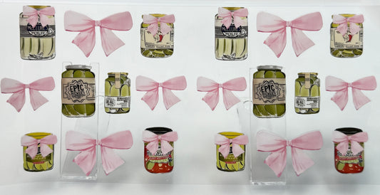 Jars with pink bows 