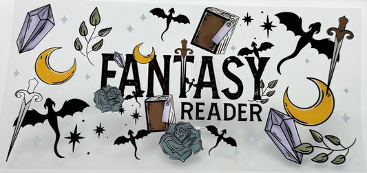 Decorative banner with fantasy-themed illustrations and the text 'Fantasy Reader' 