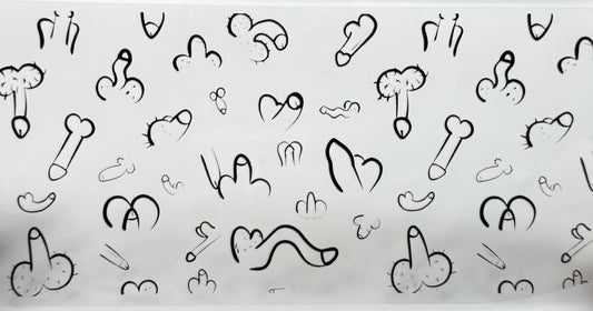 Pattern of black hand-drawn shapes 