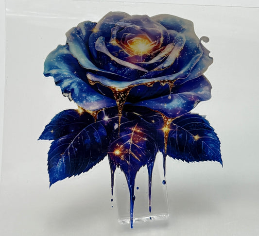 Blue rose with galaxy design stand 