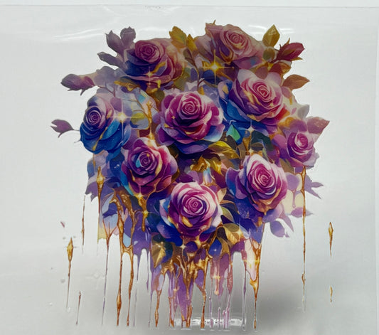 Colorful floral design with dripping effects 