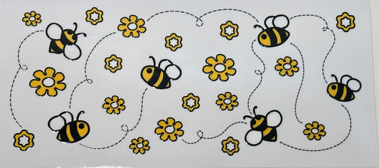 Sticker sheet with bees and flowers 