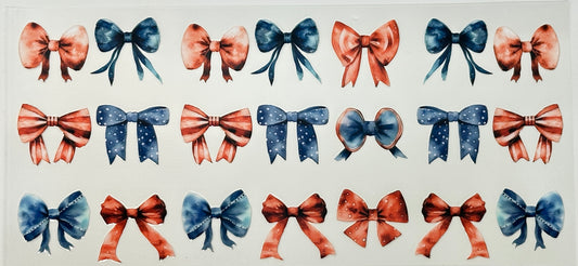 Collection of colorful bows arranged in a grid 
