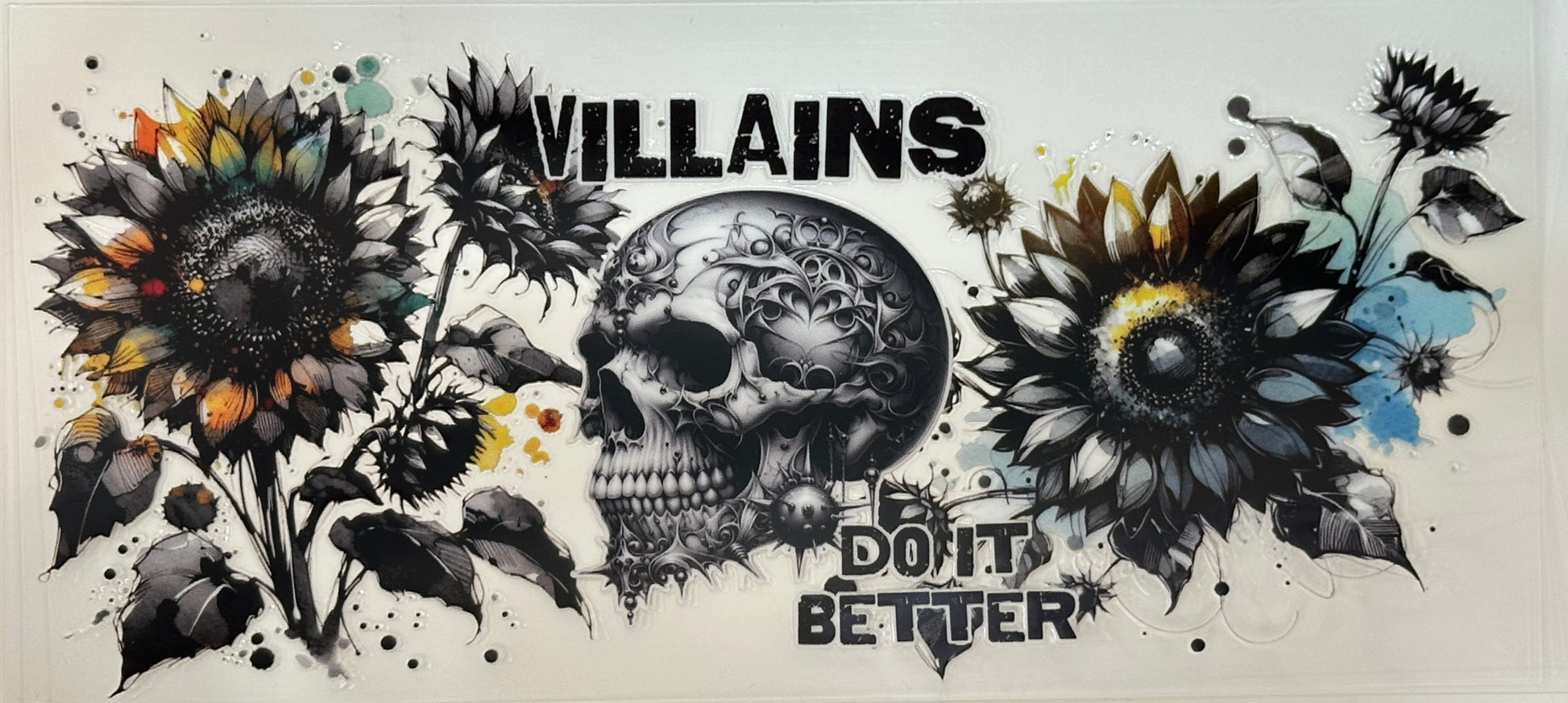 Decorative design with flowers and a skull, 