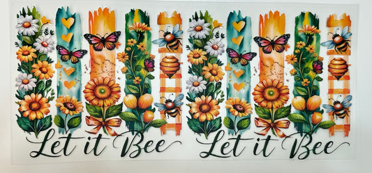 Decorative banner with floral and bee designs, featuring the text 'Let it Bee'.