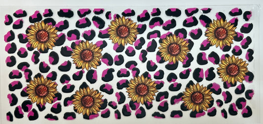 Patterned fabric with sunflowers and leopard print design