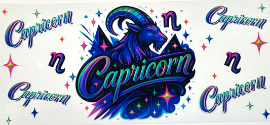 Colorful Capricorn zodiac sign with decorative elements 