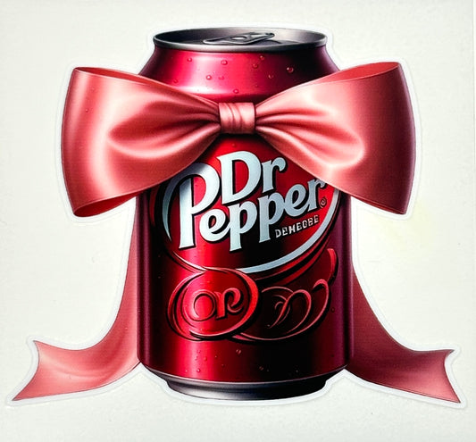 Dr P can with a pink bow 