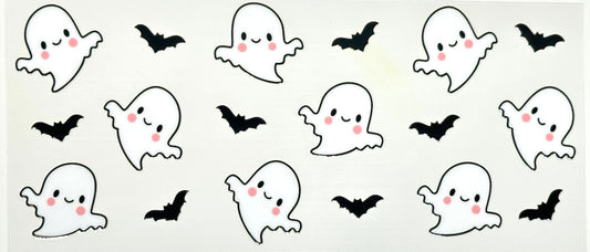Pattern of cartoon ghosts and bats 