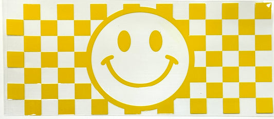 Checkered pattern with a smiley face in the center