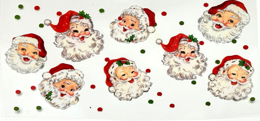 Set of Christmas-themed stickers with Santa Claus designs 