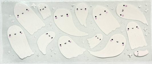 Sheet of ghost stickers with cute faces 